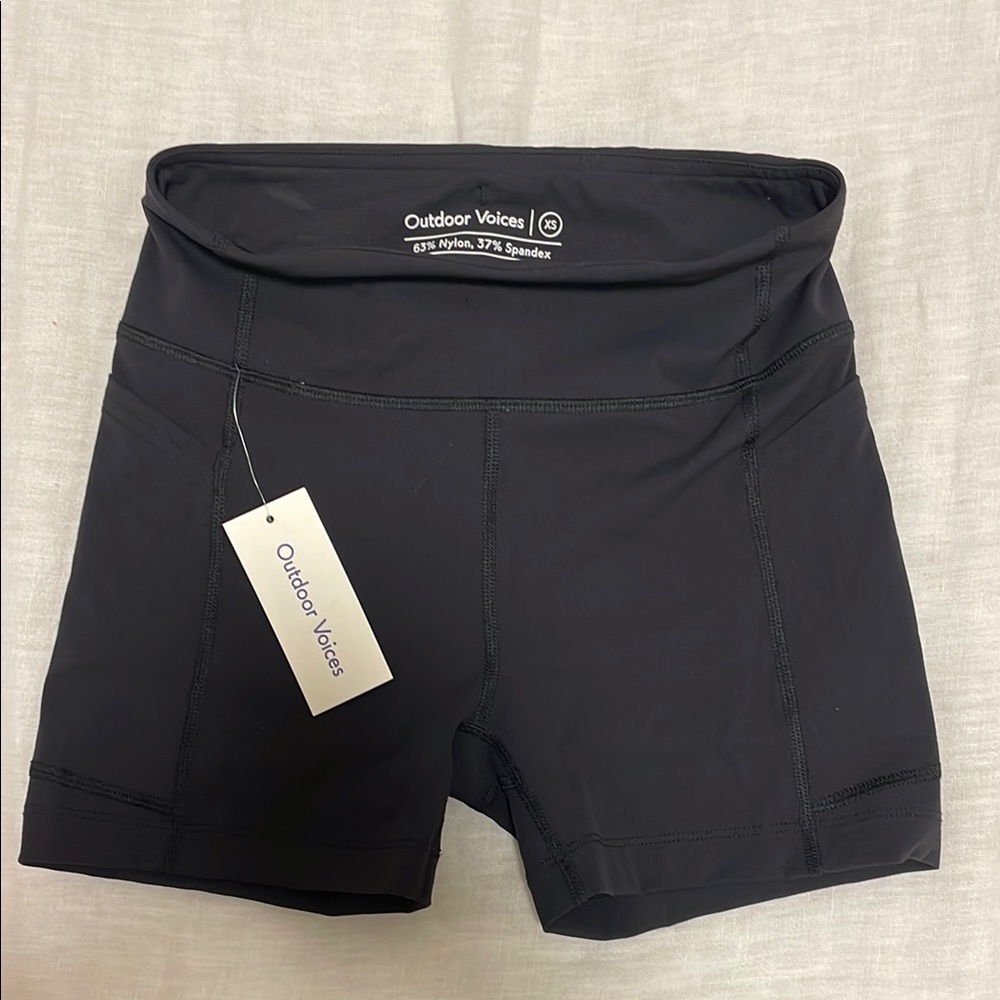 Outdoor Voices Black Bike Shorts Compression Fit
